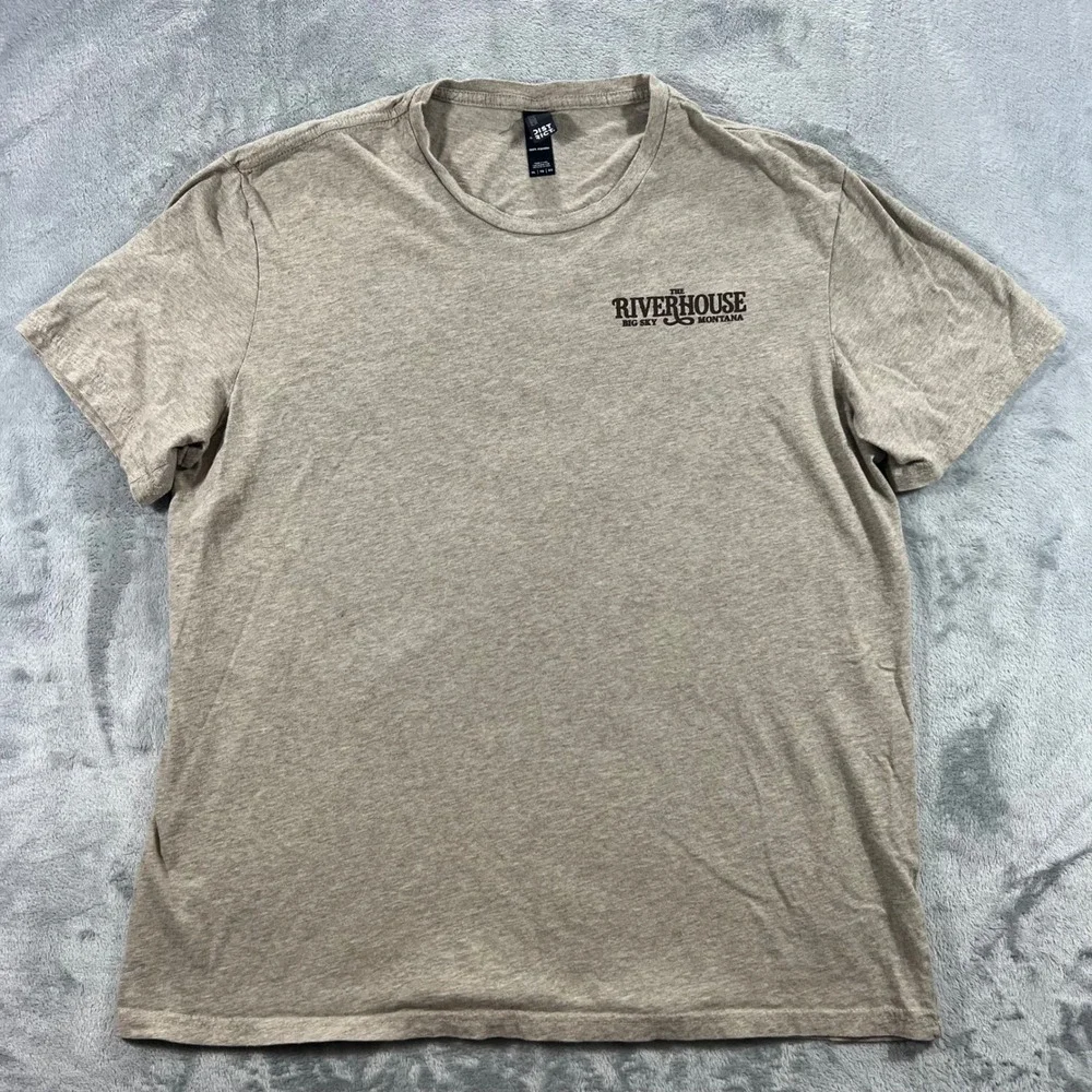 DISTRICT The Riverhouse Big Sky Montana T-Shirt Mens XL Tan Graphic Tee - Picture 2 of 15